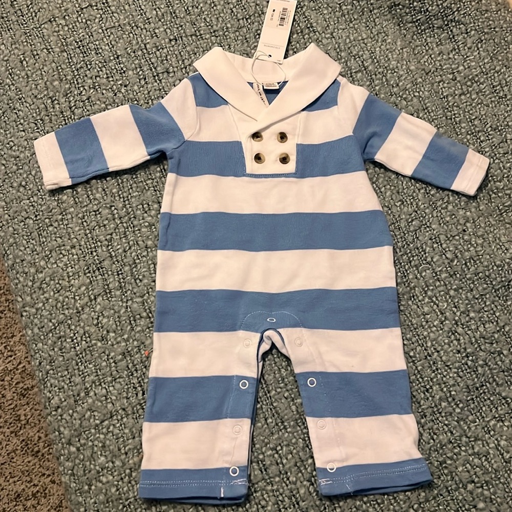 Adorable one piece, shaw collar outfit, by Janie and Jack.